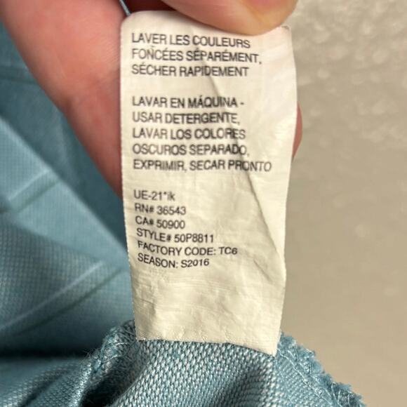 Van Heusen Sz XXL Light Blue Plaid Polo Style Collared Short Sleeve Men’s Shirt - Picture 5 of 7